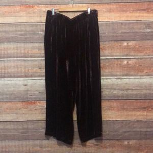 Eileen Fisher Velvet Silk Blend Wide Leg Elastic Waistband Pants c79